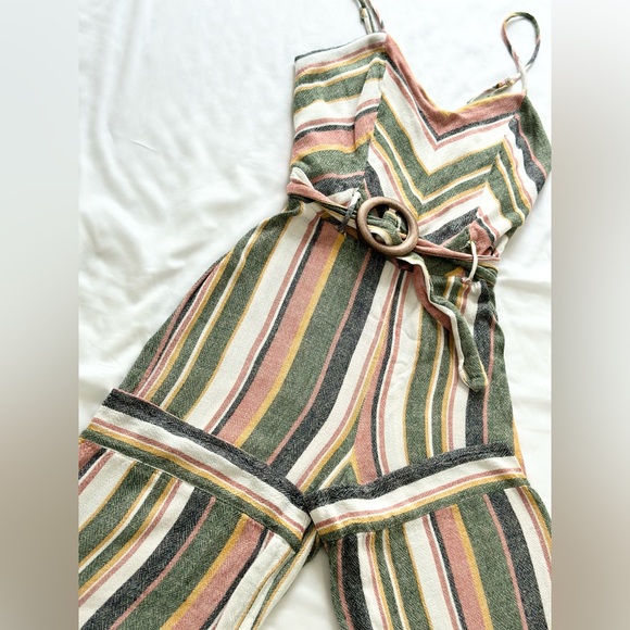 MONTEAU Belted Multicolor Striped Jumspuit - Picture 5 of 11